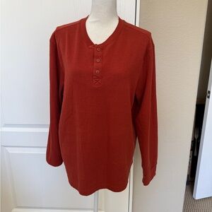 Alesbury Classic Orange/Rust Long Sleeve Henley for Men